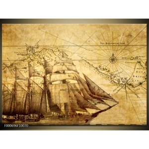 Obraz mapa s lodí