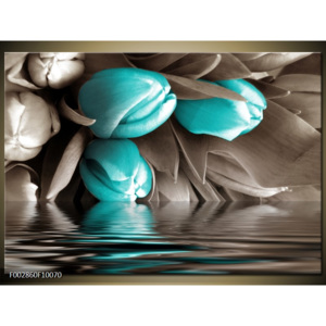 Obraz Tulipány na vodě - modrá