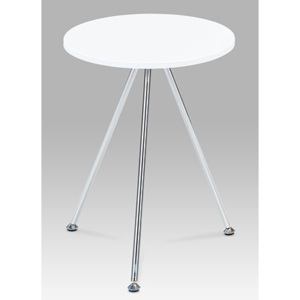 Autronic Přístavný stolek 83467-01 WT, vysoký lesk bílý / chrom