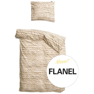 SNURK Flanelové povlečení, pletený vzor béžový, 200x140+ 80x80