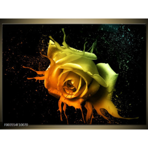 Obraz Růže na černém pozadí - žlutá