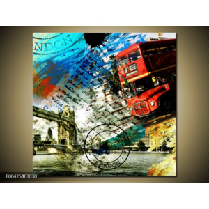 Obraz Londýnský červený autobus koláž