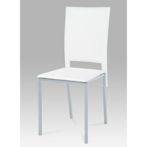 Autronic Jídelní židle DCL-245 WT - koženka bílá/šedý lak
