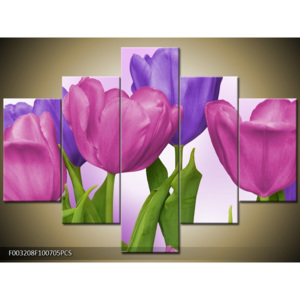 Obraz Pět tulipánů - světlé pozadí