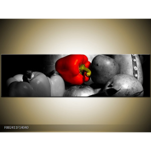 Obraz černobílý zelenina červená paprika