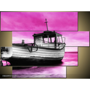 Obraz loď na fialovém pozadí