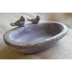 Pitítko - fialová miska na vodu s ptáčky 5,5cm, h 4,5cm, 25×16,5cm