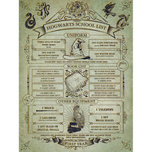 Obraz na plátně Harry Potter - Hogwarts School List, (60 x 80 cm)
