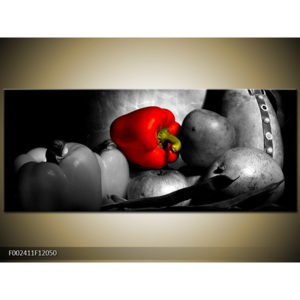 Obraz černobílý zelenina červená paprika