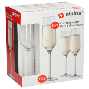 Alpina | Sklenice na šampaňské Alpina, objem 220 ml, 6 ks