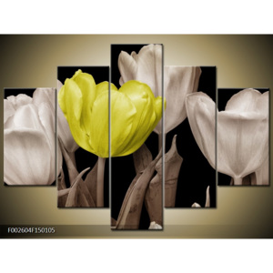 Obraz Kytice tulipánů - bílá a žlutá