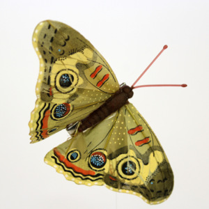Motýl babočka paví oko - khaki 12cm