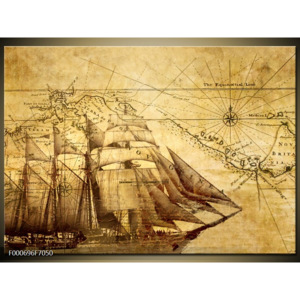 Obraz mapa s lodí