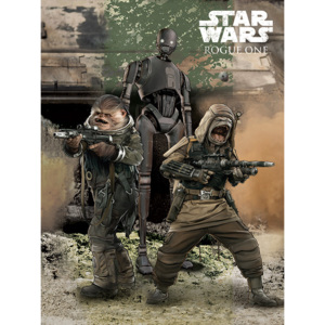 Obraz na plátně Rogue One: Star Wars Story - Pao, Bistan & K-2S0, (60 x 80 cm)