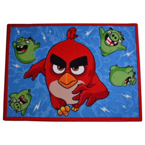 Carpet your life Dětský koberec Angry Birds Ruďák a Čuně, 95x133 cm - modrý