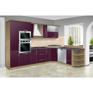Moderní kuchyňská linka CARMEN vysoký lesk C barva kuchyně: marbella/fialová lesk, příplatky: bez příplatku