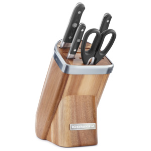 KitchenAid Sada nožů s blokem, 5 ks, přírodní dřevo-světlý akát KKFMA05AA