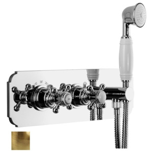 ALPI - LONDON podom.sprch.termostat.baterie s ruční sprchou a držákem, 2 výstupy, bronz (LO41L163DBR)