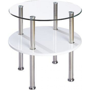 Konferenční stůl LOGY bílý lesk/sklo/chrom