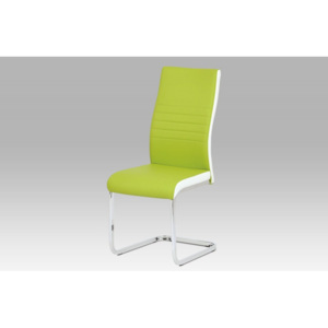 AutronicXML DCL-429 LIM - Jídelní židle limetkově zelená + bílá koženka / chrom
