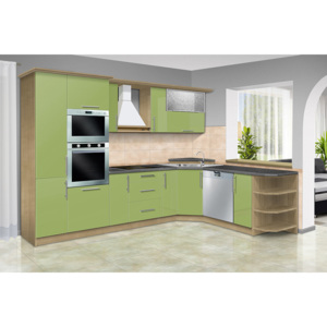 Moderní kuchyňská linka CARMEN vysoký lesk C barva kuchyně: marbella/zelená lesk, příplatky: bez příplatku