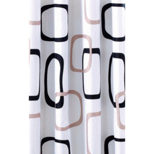 AQUALINE - Sprchový závěs 180x200cm, polyester, bílá/černá/modrá (ZP004)