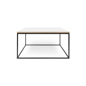 Tone Hone Konferenční stolek Daime 75 cm (Bílá s překližkovými hranami, černé nohy)