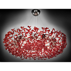 Metallux Astro Cherry, designové závěsné svítidlo v průměru 170cm, 28x40W, červené sklo, chrom