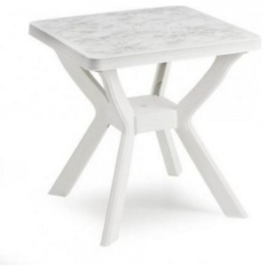 Zahradní plastový stůl Reno VIP bílý mramor, čtverec - 70x70x72 cm bílý, deska mramor