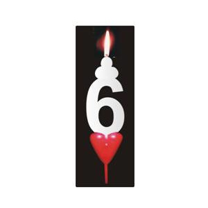 Dortová svíčka se srdíčkem číslice 6 - PREZENT