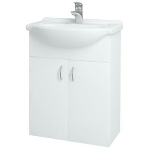 Dřevojas - Koupelnová skříň PLUTO SZD2 60 - N01 Bílá lesk / L01 Bílá vysoký lesk (52334)