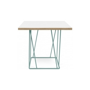 Tone Hone Konferenční stolek Boko 50 x 40 cm (Bílá (mat) s překližkovými hranami a zelenou ocelí)