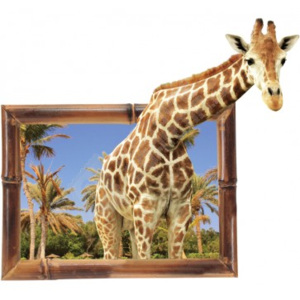 3D samolepka na zeď - Zvědavá žirafa