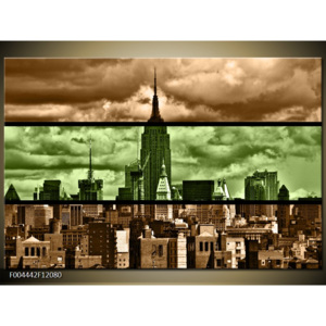 Obraz NewYork - zelená a oranžová