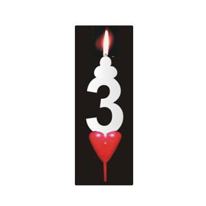 Dortová svíčka se srdíčkem číslice 3 - PREZENT