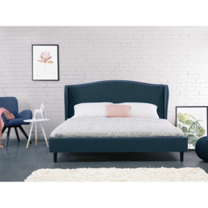 Čalouněná tmavě modrá postel 180x200 cm - COLMAR