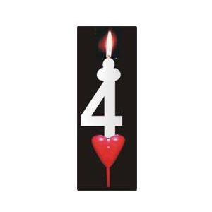 Dortová svíčka se srdíčkem číslice 4 - PREZENT