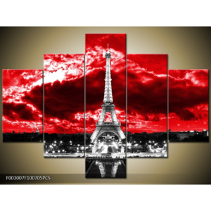 Obraz Eiffelova věž - červené pozadí