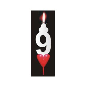 Dortová svíčka se srdíčkem číslice 9 - PREZENT