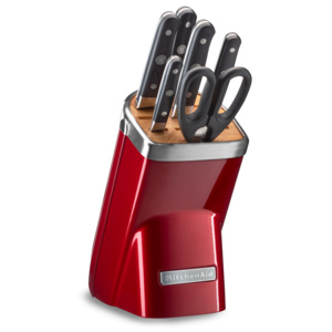 KitchenAid Sada nožů s blokem, 7 ks, červená metalíza KKFMA07CA