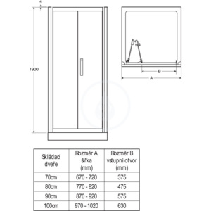 Ideal Standard Sprchové dveře skládací 70 cm, silver bright (lesklá stříbrná) L6367EO