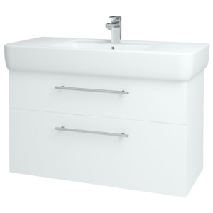 Dřevojas - Koupelnová skříň Q MAX SZZ2 100 - N01 Bílá lesk / Úchytka T02 / L01 Bílá vysoký lesk (132224B)