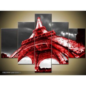 Obraz Eiffelova věž - podhled červená