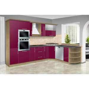 Moderní kuchyňská linka CARMEN vysoký lesk C barva kuchyně: marbella/světle fialová lesk, příplatky: bez příplatku
