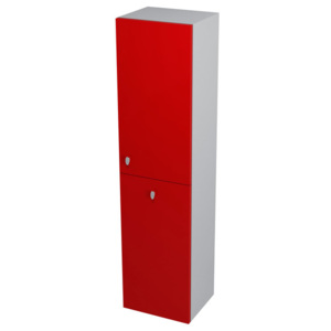 SAPHO AILA skříňka vysoká s košem 35x140x30cm, pravá, červená/stříbrná 55672