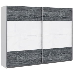 Skříň S Posuvnými Dveřmi Lissabon barvy dubu, bílá, šedá 270/210/62 cm