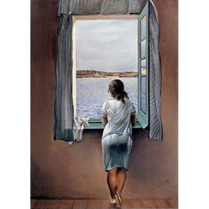 Plakát, Obraz - SALVADOR DALÍ - žena u okna, 1925, (60 x 80 cm)