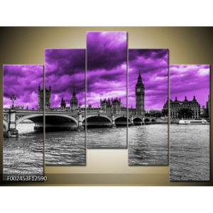 Obraz Westminsterský palác - fialová