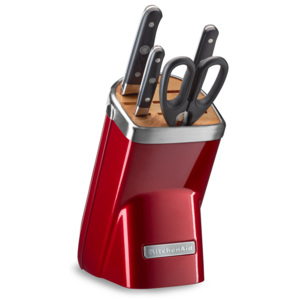 KitchenAid Sada nožů s blokem, 5 ks, červená metalíza KKFMA05ACA
