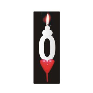 Dortová svíčka se srdíčkem číslice 0 - PREZENT